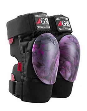 GAIN THE SHIELD Hard Shell Knee Pads, w. purple/black SWIRL caps
